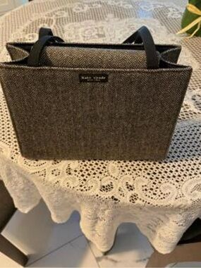 kate spade Gray Tweed Tote with Black Trim